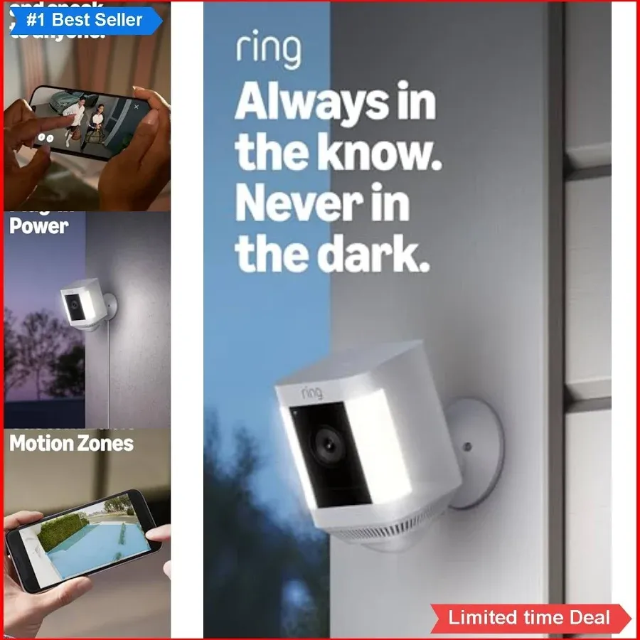 Ring Spotlight Cam Plus, Battery, Home or business security with HD
