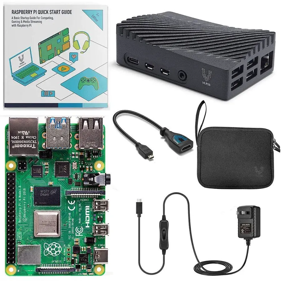 Vilros Raspberry Pi 4 4GB Basic Starter Kit with Fan-Cooled Heavy-Duty Aluminum Alloy Case